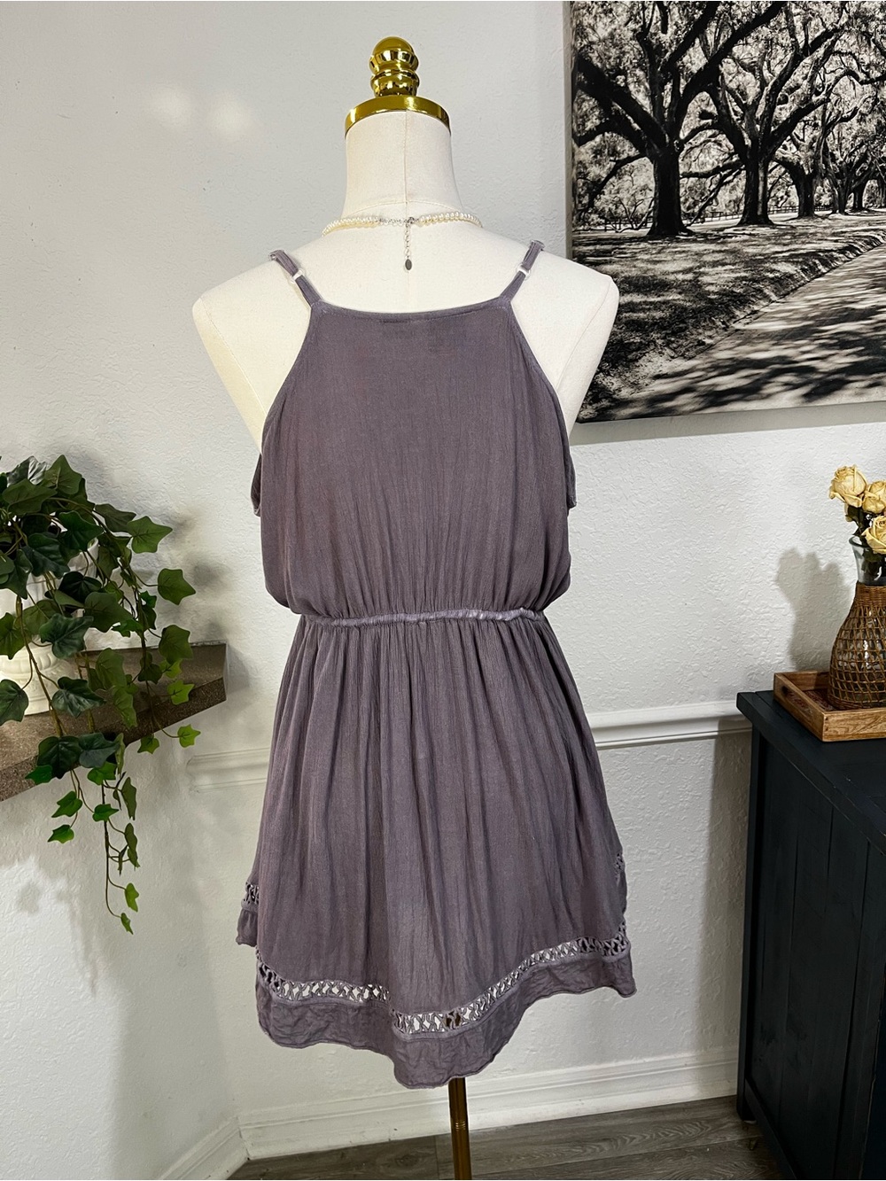 raya sun Lavender Grey Crochet-Trim Swim Coverup Dress - Picture 10 of 13